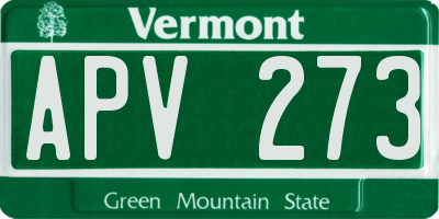 VT license plate APV273
