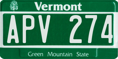 VT license plate APV274