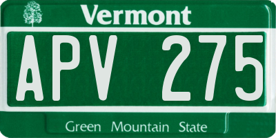 VT license plate APV275