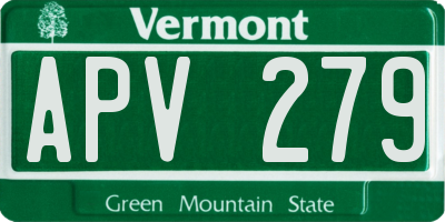 VT license plate APV279