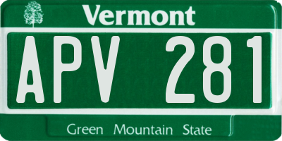 VT license plate APV281
