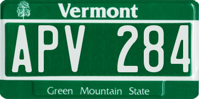 VT license plate APV284