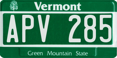 VT license plate APV285