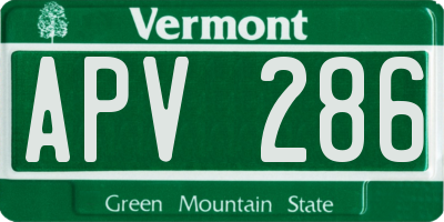 VT license plate APV286