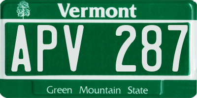 VT license plate APV287