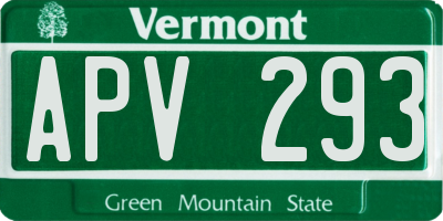 VT license plate APV293