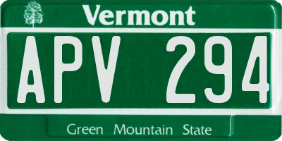 VT license plate APV294