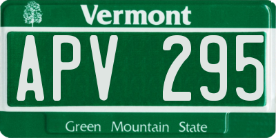 VT license plate APV295