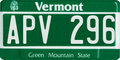 VT license plate APV296