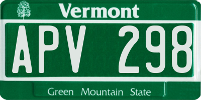 VT license plate APV298