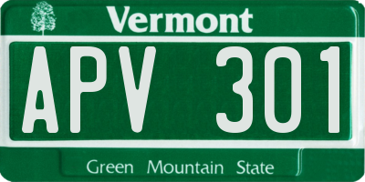 VT license plate APV301