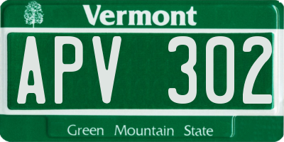 VT license plate APV302