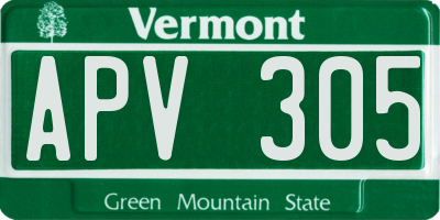 VT license plate APV305
