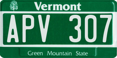 VT license plate APV307