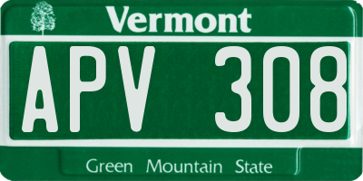 VT license plate APV308