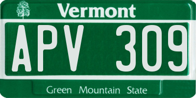 VT license plate APV309
