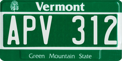 VT license plate APV312
