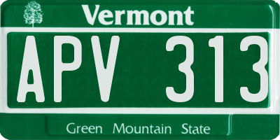 VT license plate APV313
