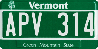 VT license plate APV314