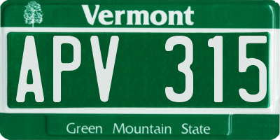 VT license plate APV315