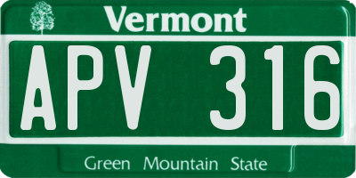 VT license plate APV316