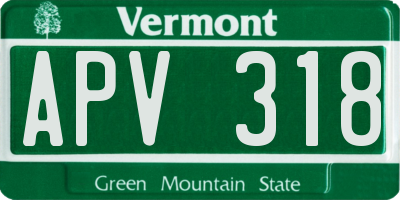 VT license plate APV318