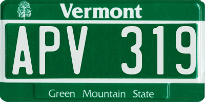 VT license plate APV319