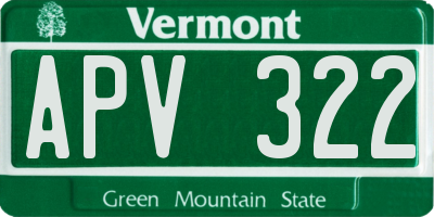 VT license plate APV322