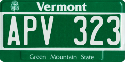 VT license plate APV323