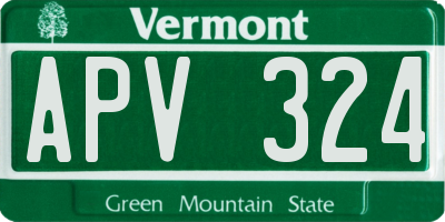 VT license plate APV324