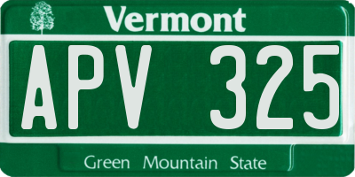 VT license plate APV325