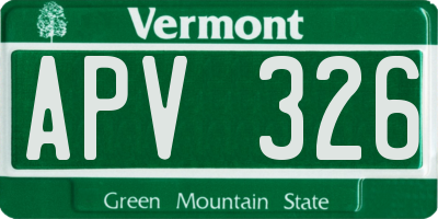 VT license plate APV326