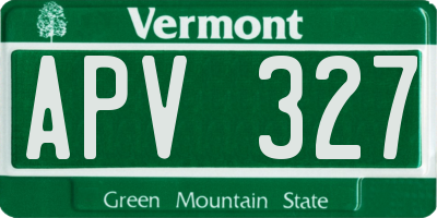VT license plate APV327