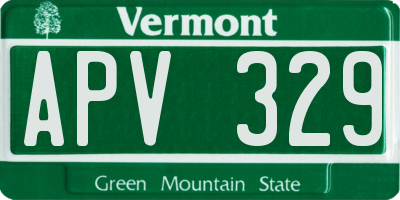VT license plate APV329