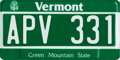 VT license plate APV331