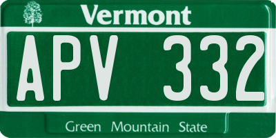 VT license plate APV332