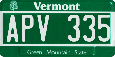 VT license plate APV335