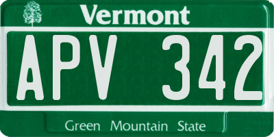 VT license plate APV342
