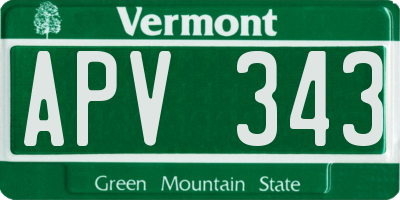 VT license plate APV343