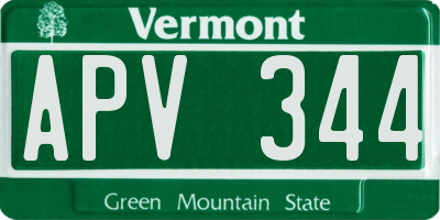 VT license plate APV344