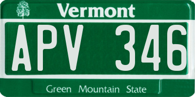 VT license plate APV346