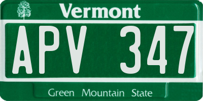 VT license plate APV347