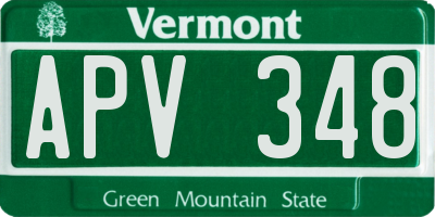 VT license plate APV348