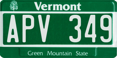 VT license plate APV349