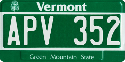 VT license plate APV352