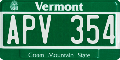 VT license plate APV354