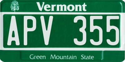 VT license plate APV355