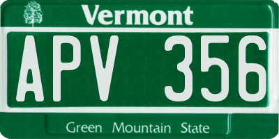 VT license plate APV356