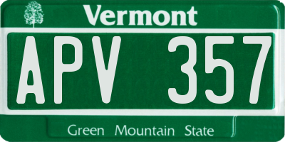 VT license plate APV357