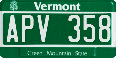 VT license plate APV358